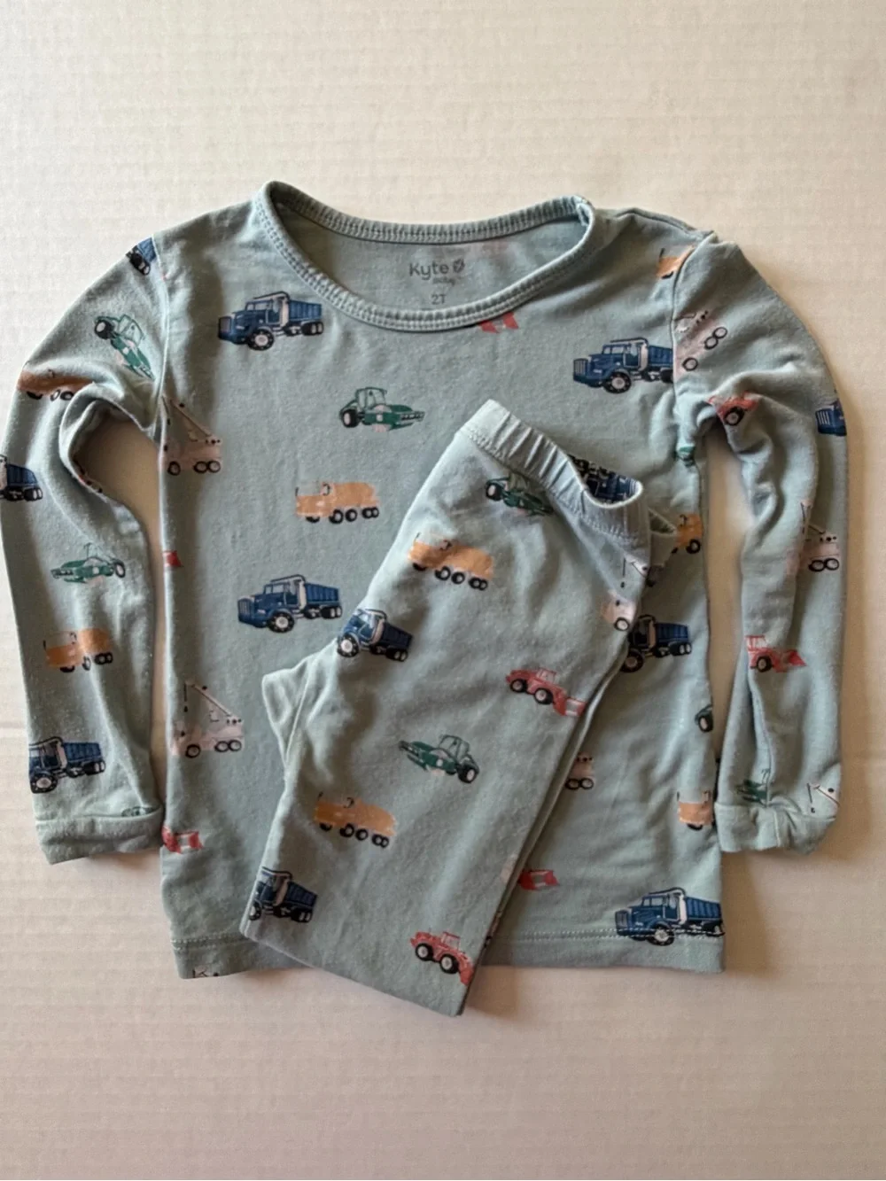 Kyte Baby Bamboo City Vehicles Truck Pajama Set Blue 2T